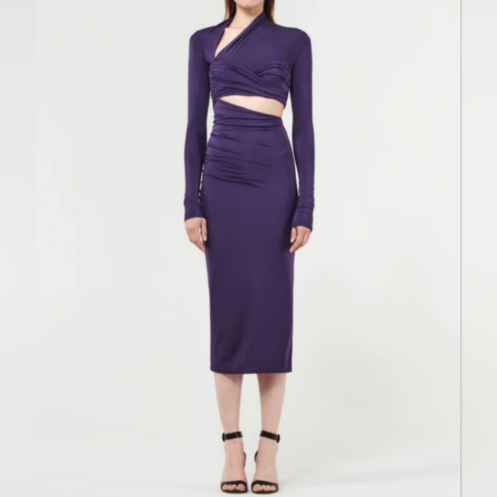Purple Midi Cutout Pencil dress